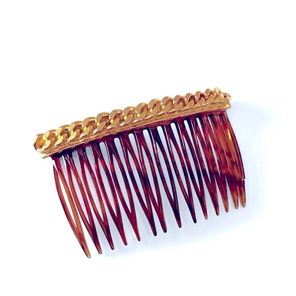 Vintage Gold Chain Tortoise Hair Comb
